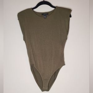 Forever 21 Olive Green Body Suit with Shoulder Pads - Medium